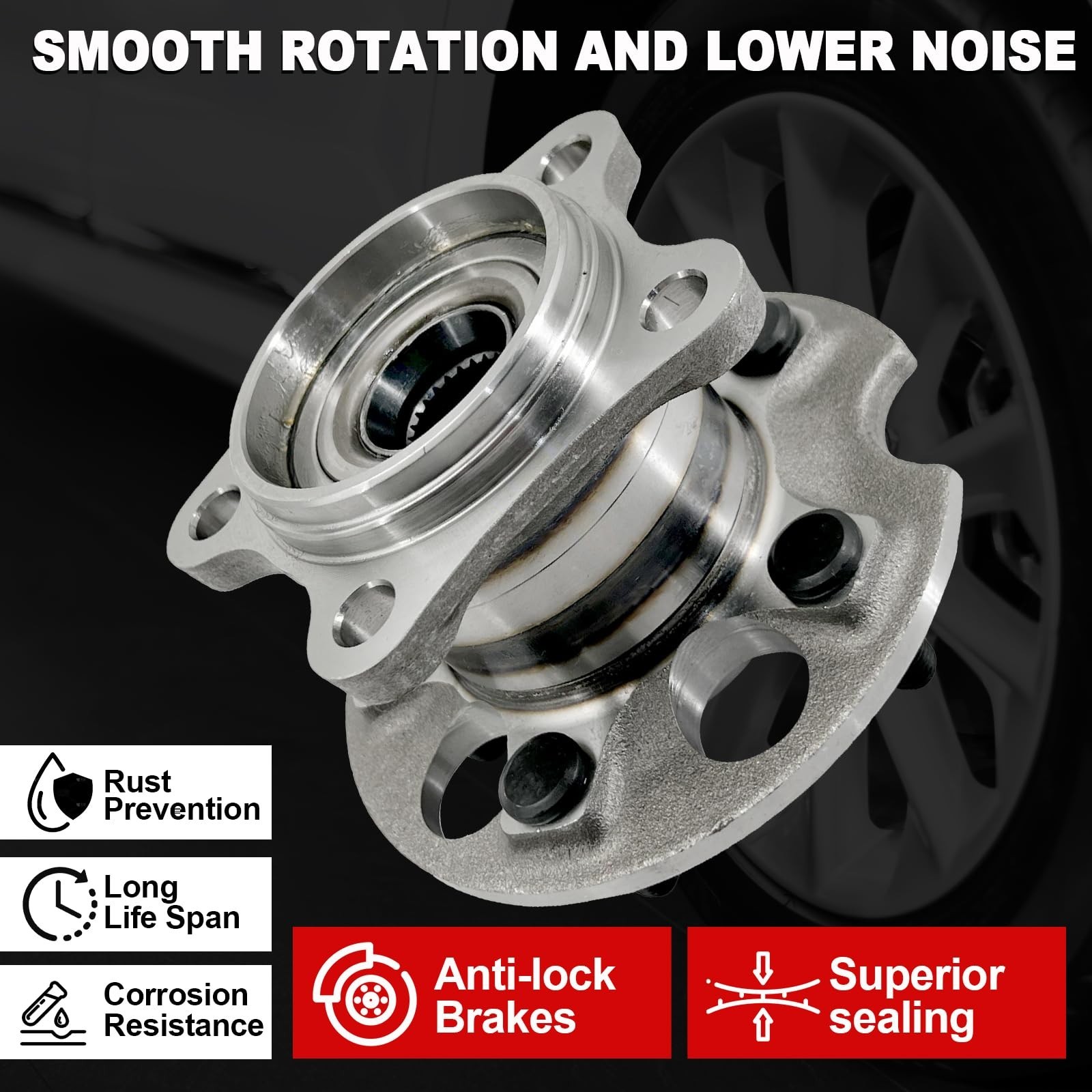 Pair 512284 Rear Wheel Bearing Hub Assembly Compatible with Toyota Highlander…