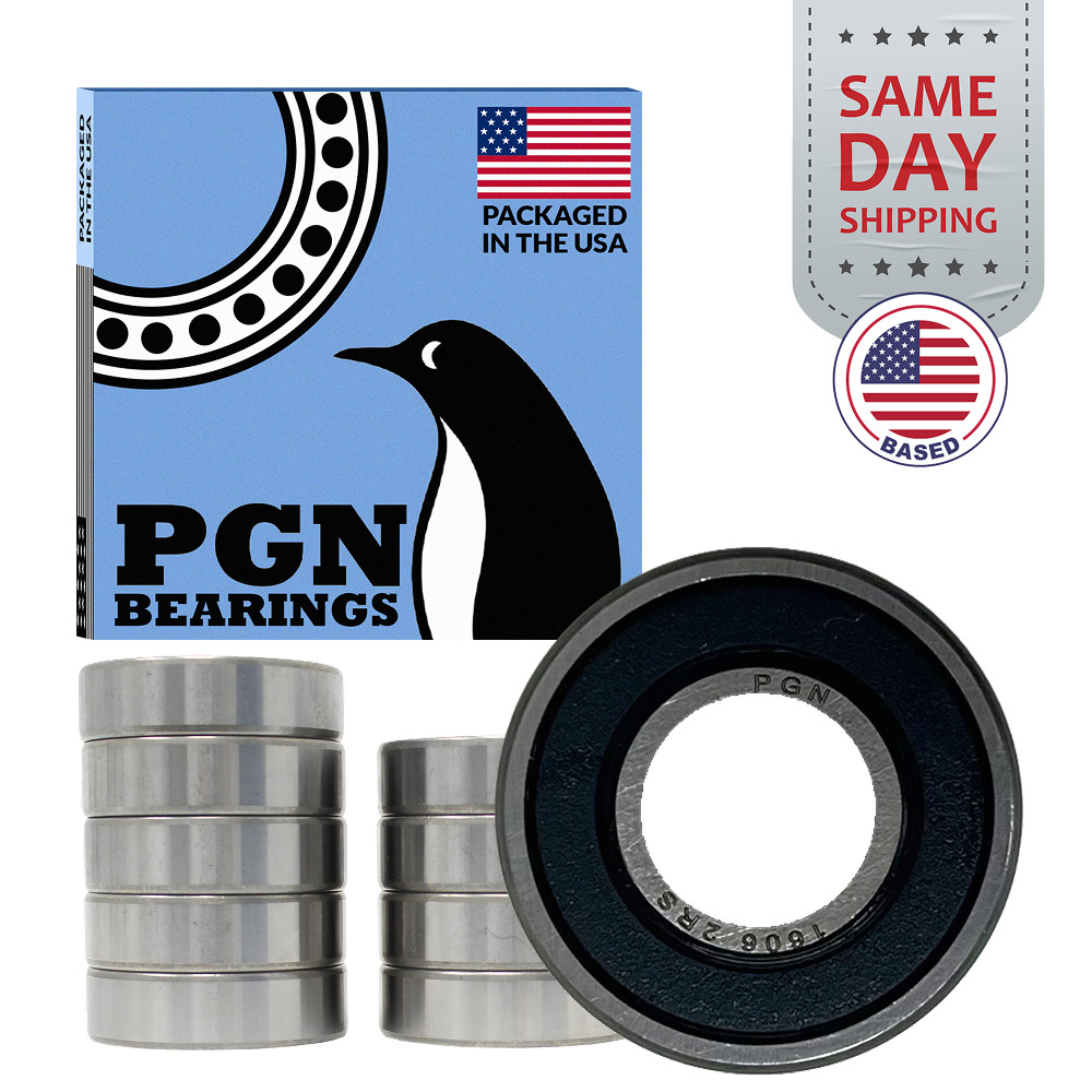PGN (10 Pack) 1606-2RS Bearing – Lubricated Chrome Steel Sealed Ball Bearing