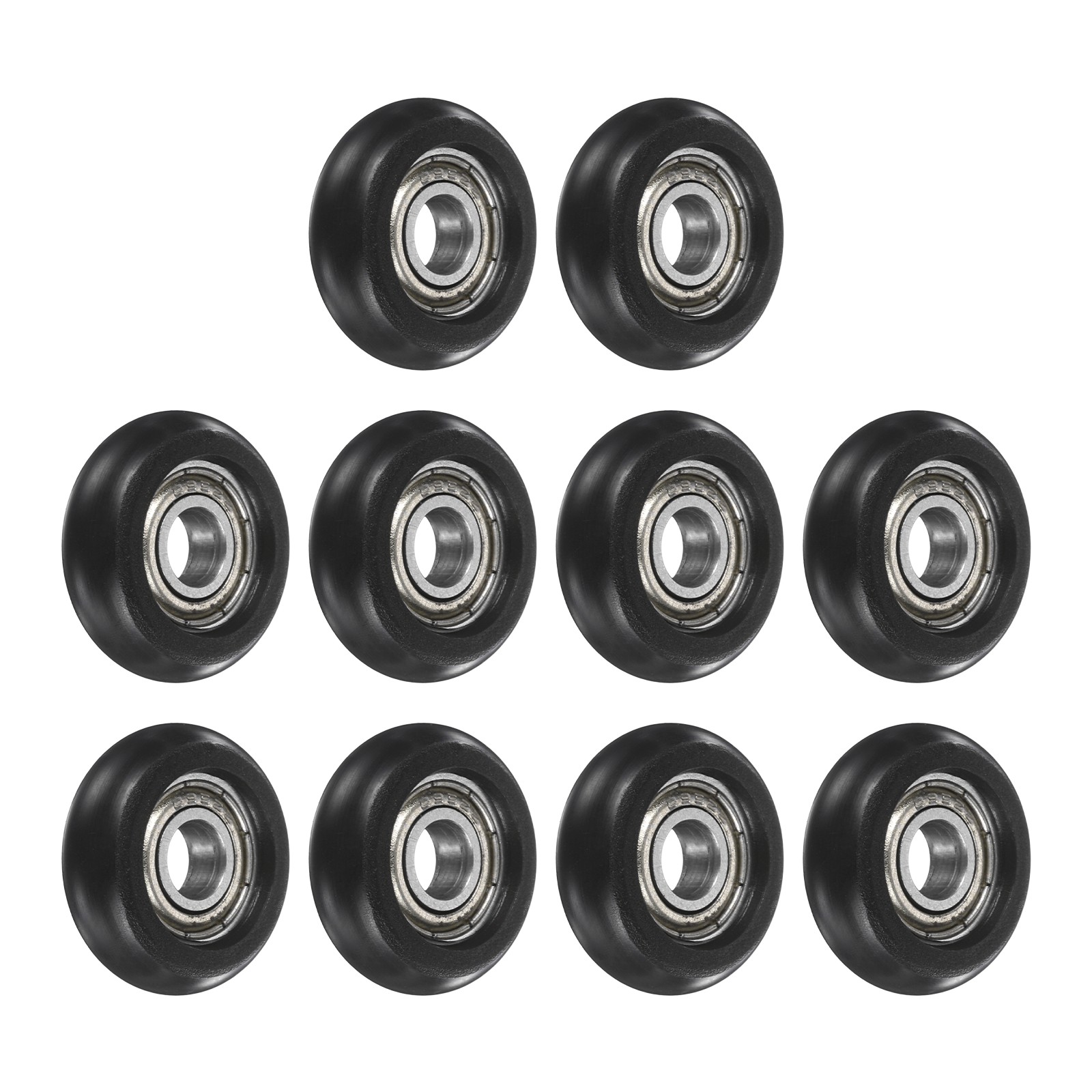 10Pcs 5×19.2×6.3mm Metal Shielded (GCr15) Chrome Steel Bearing+POM Guide, Black
