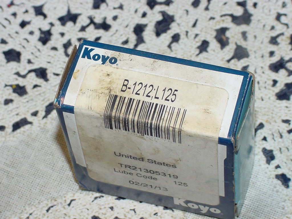 Koyo B-1212 L125 Needle Roller Bearing, 3/4 in Bore, 1 in OD, 3/4 in Width
