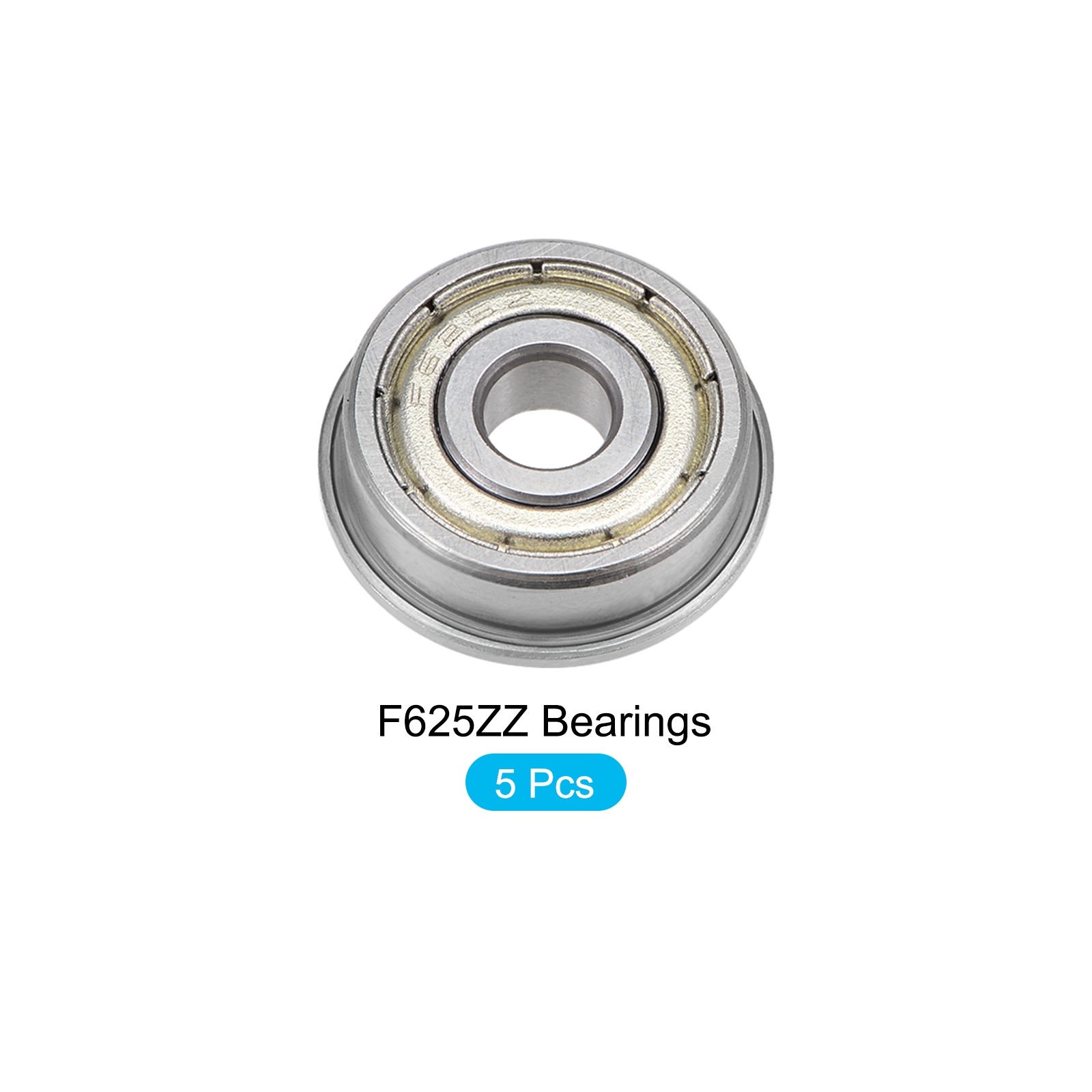 5Pcs Chromium Steel Shielded Flange Ball Bearing F625ZZ, 5mm x 16mm x 5mm