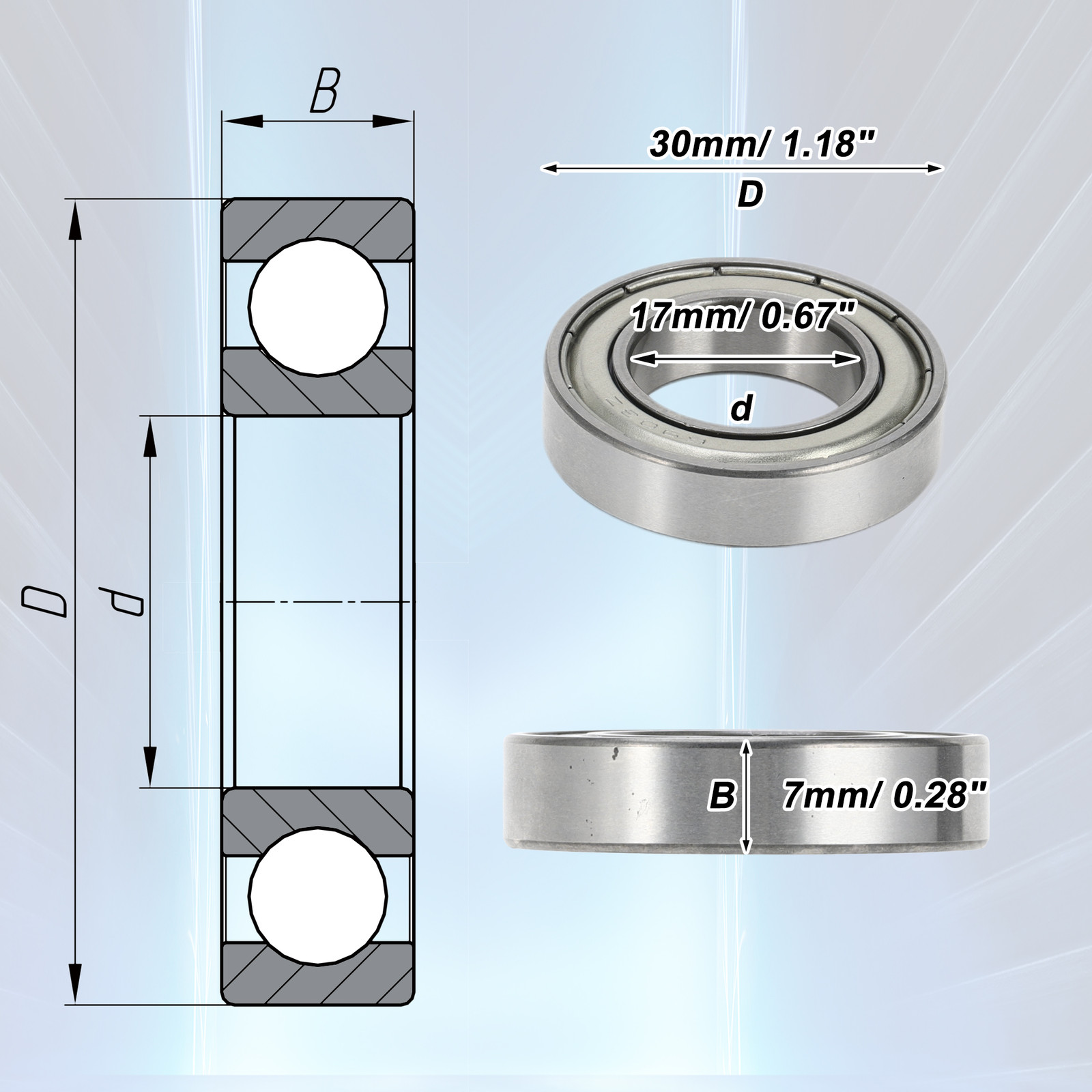 6903ZZ Deep Groove Ball Bearings 17x30x7mm 1 Pc Scooter Skateboard Wheel