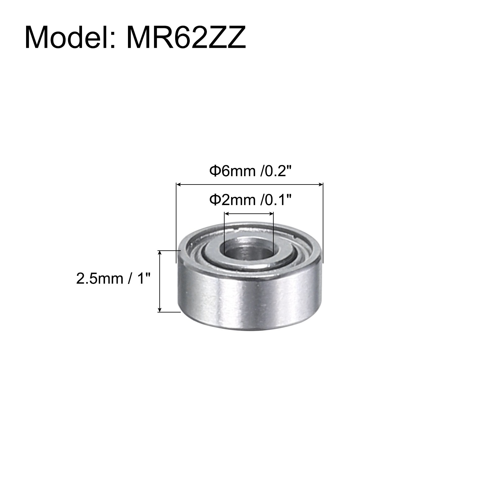 MR62ZZ Deep-Groove Ball Bearings Double Metal Sealed 10Pcs
