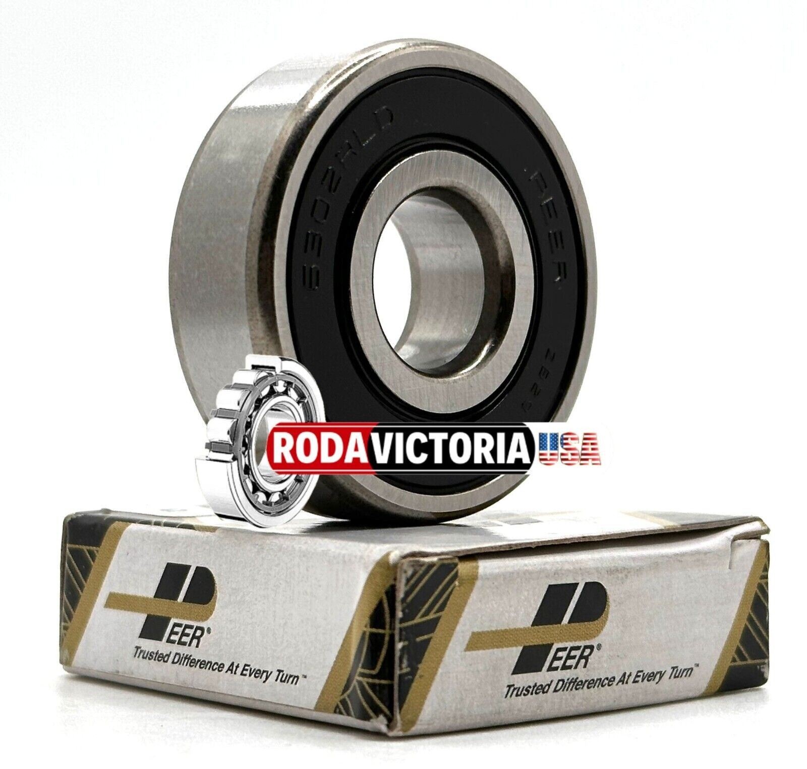 PEER 6302 2RLD C3 V2 BALL BEARING, RUBBER SEALED 15x42x13mm 6302-2RS C3