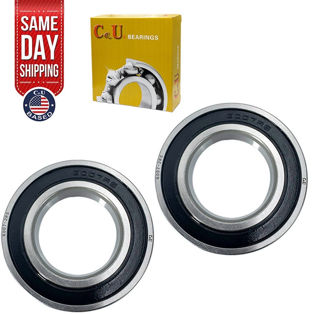 2 Pack CKU 6007-2RS 35x62x14mm Double Rubber Sealed Deep Groove Ball Bearings