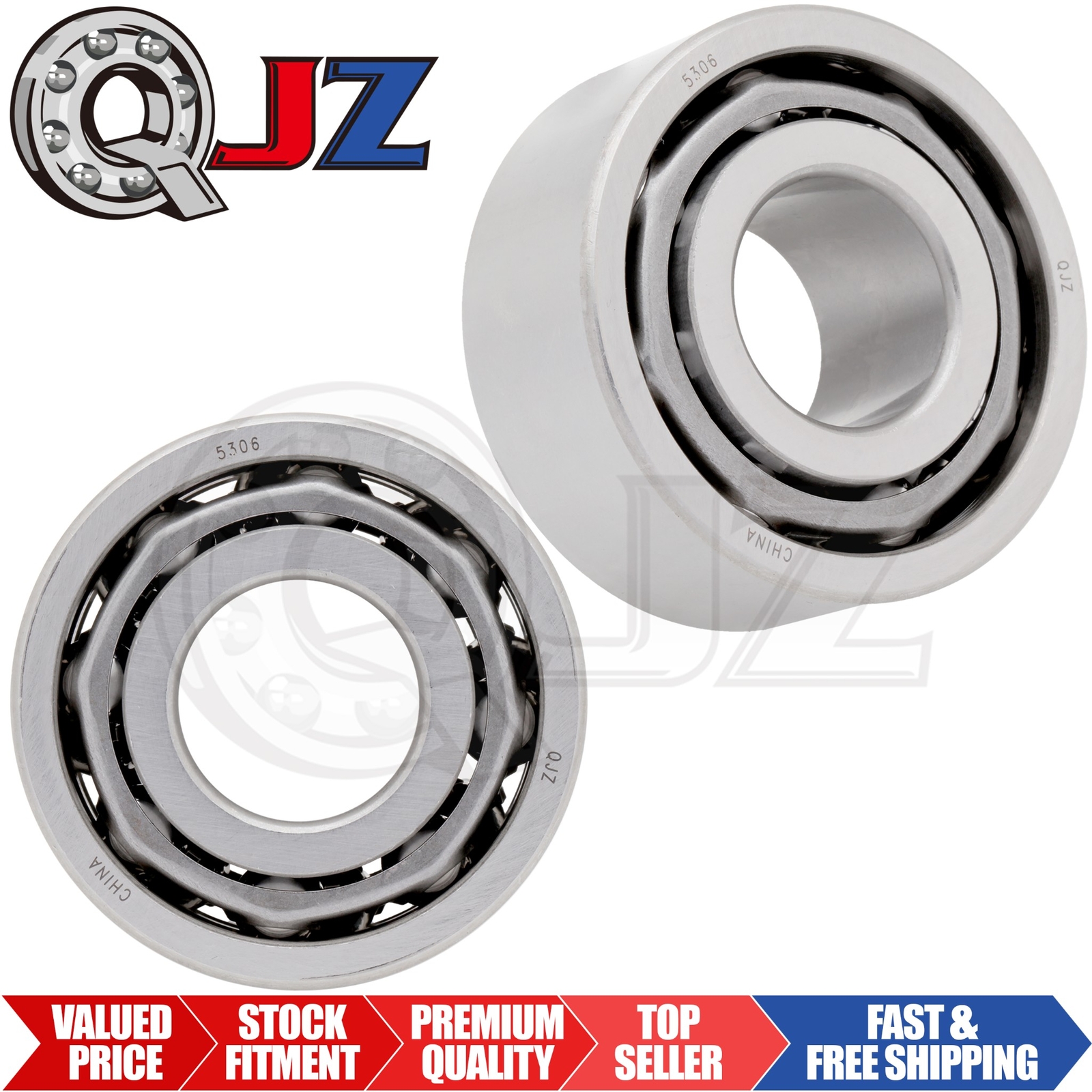 [Qty.2] 5306-OPEN Angular Contact Ball Bearing [30mm Bore x 72mm OD x 30.2mm W]