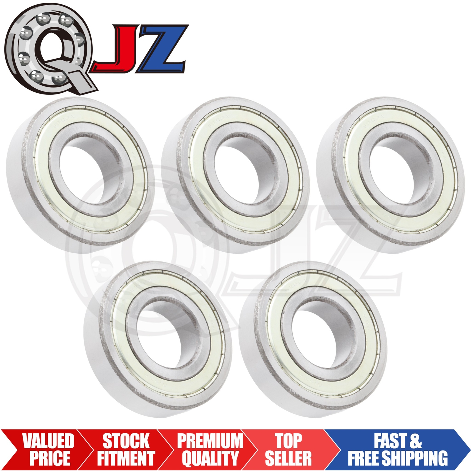 [Qty.5] New 6308-ZZ Radial/Deep Groove Ball Bearing [40mm ID x 90mm OD x 23mm W]