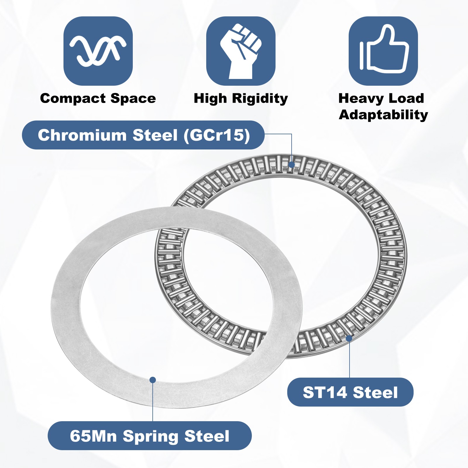 110x145x6mm AXK110145 Chrome Steel Needle Roller Thrust Bearings w Washers