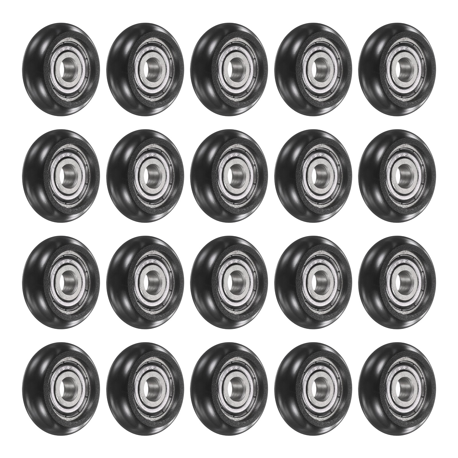 20Pcs 5x22x7mm Metal Shielded (GCr15) Chrome Steel Bearing+POM Guide, Black