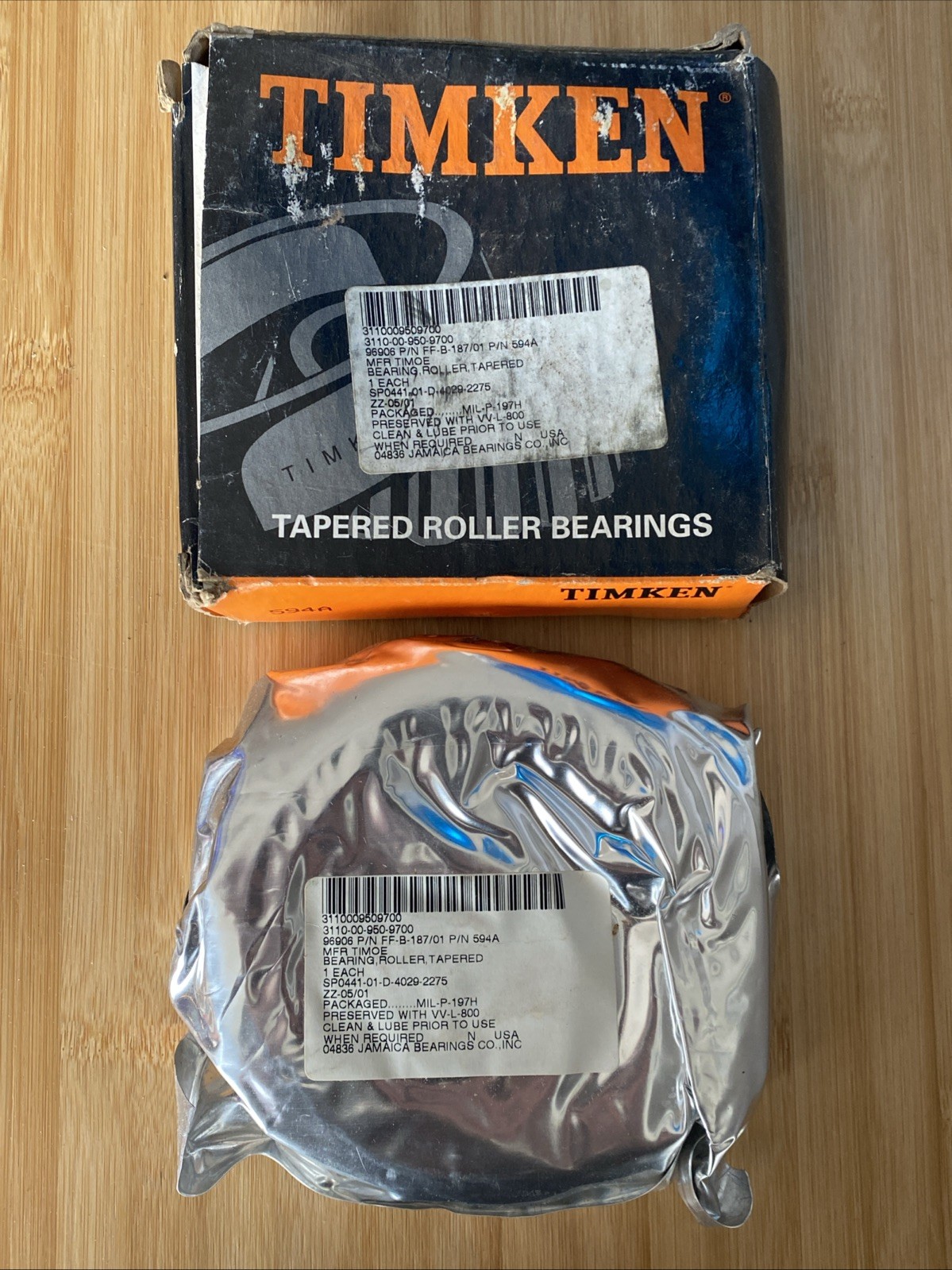 Timken 594A Tapered Roller Bearing – NOS – New Bearing – Damaged Box