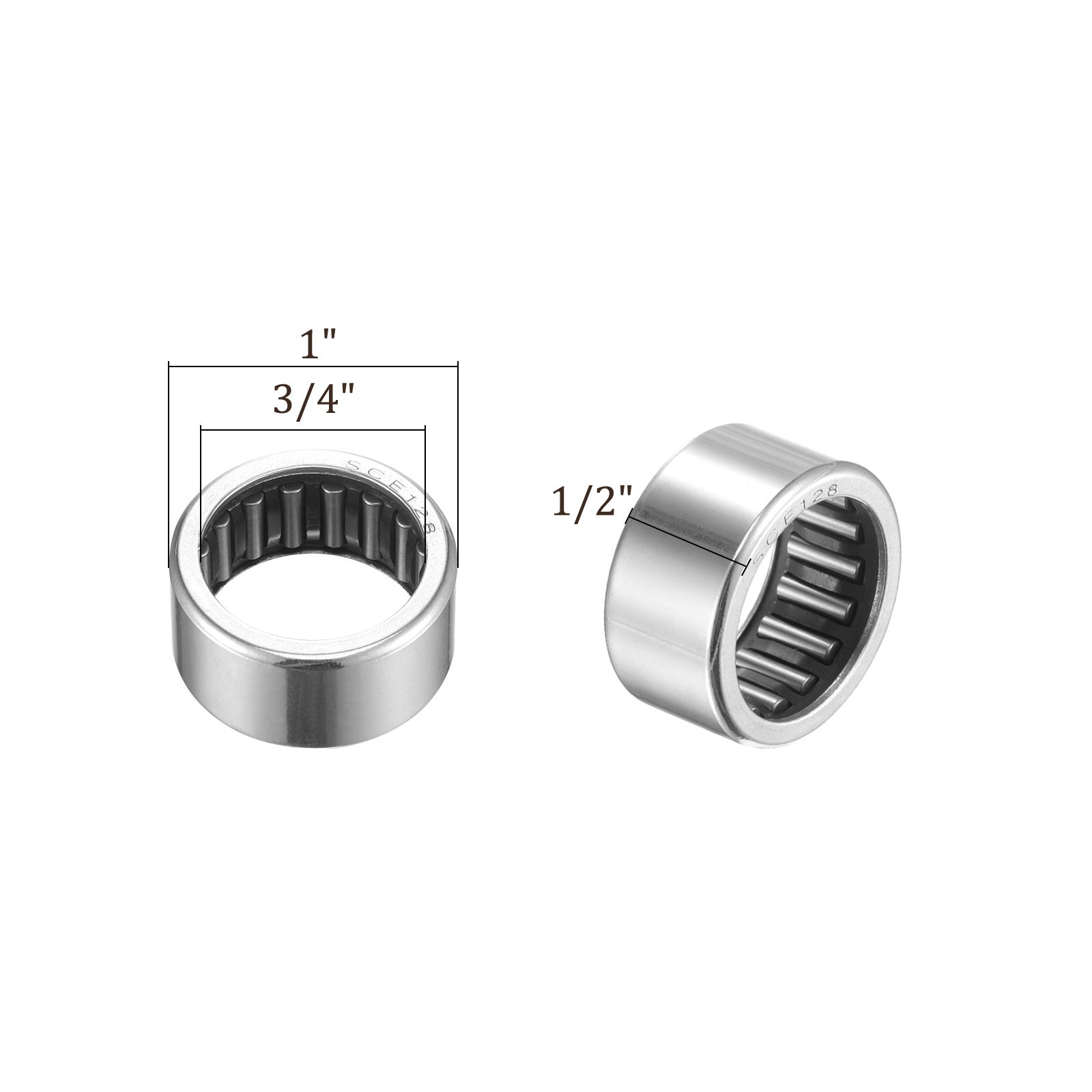 2pcs SCE128 Needle Roller Bearings – [3/4″x1″x1/2″] for Gearbox Use