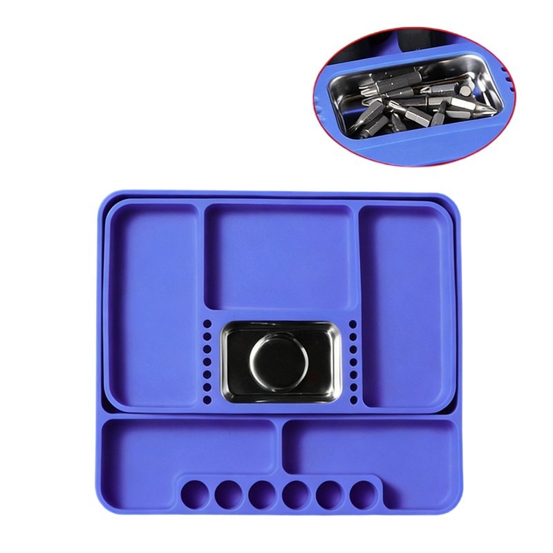 Silicone Tool Tray Blue for Organizing Screws Bolts Nuts and Socket Sets