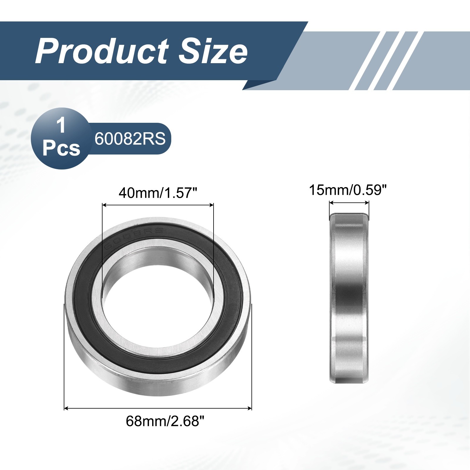 40 x 68 x 15mm 6008 2RS Deep Groove Ball Bearings ABEC5