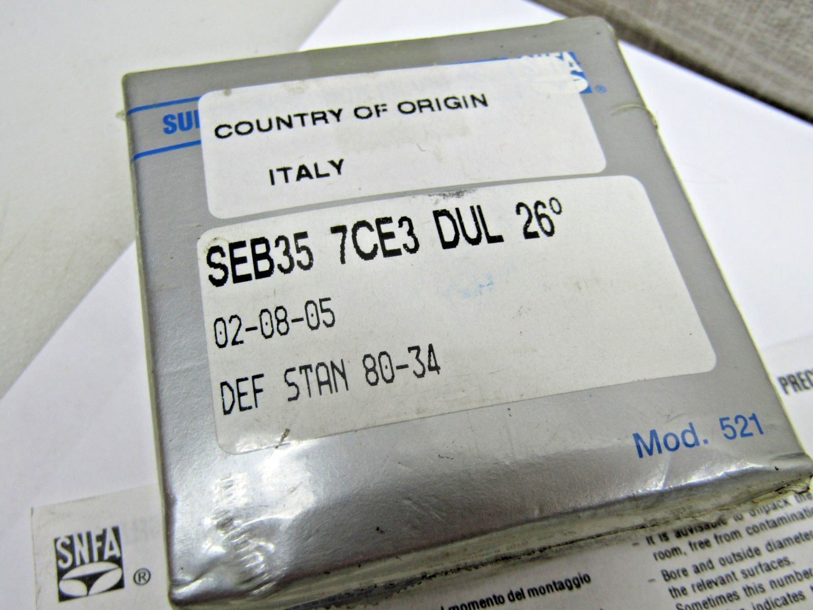 SNFA SEB35 7CE3 DUL 35mm X 55mm X 10mm Super Precision 2 Bearing Set