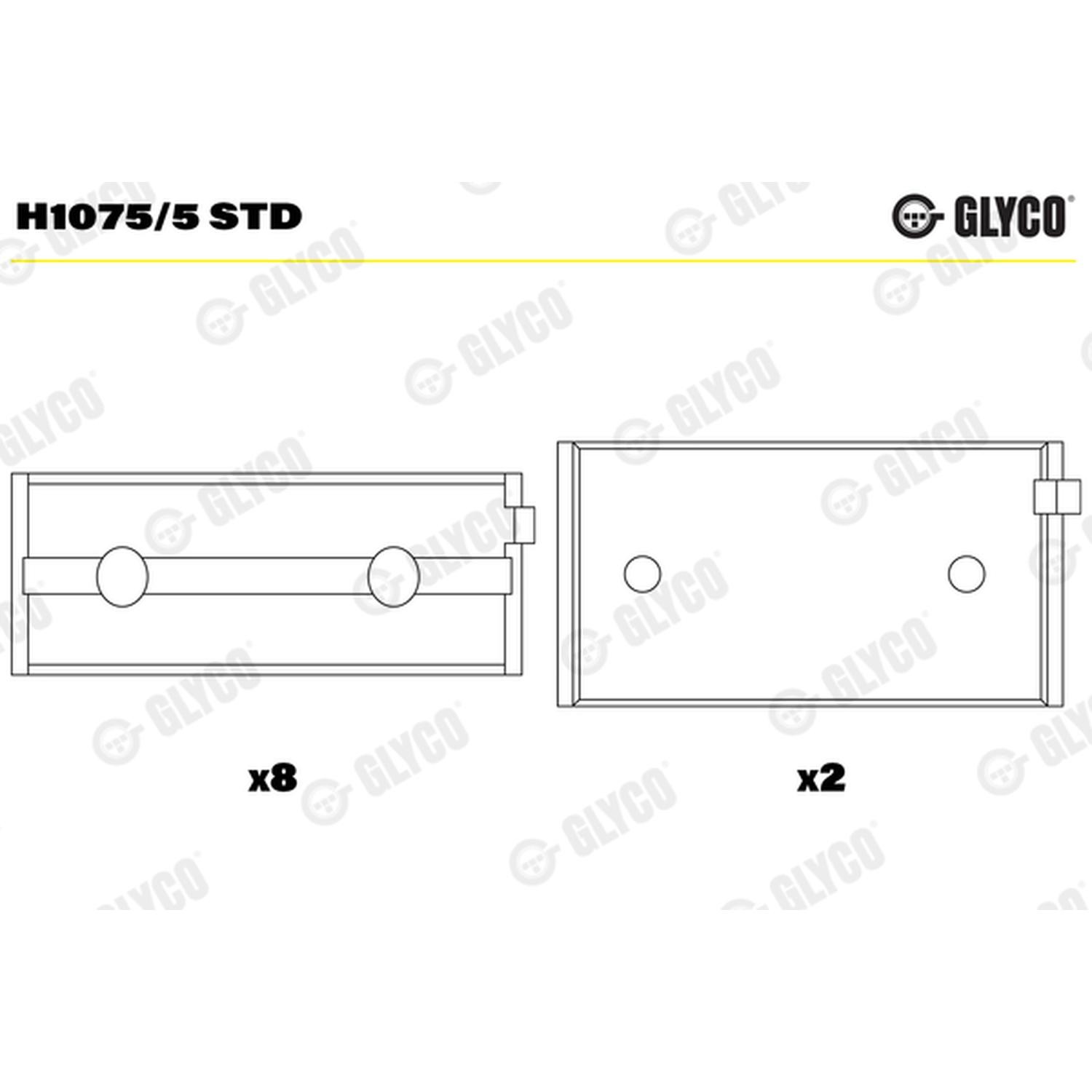 CRANKSHAFT BEARING B00DQG4G4G GLYCO H1075/5 STD NEW