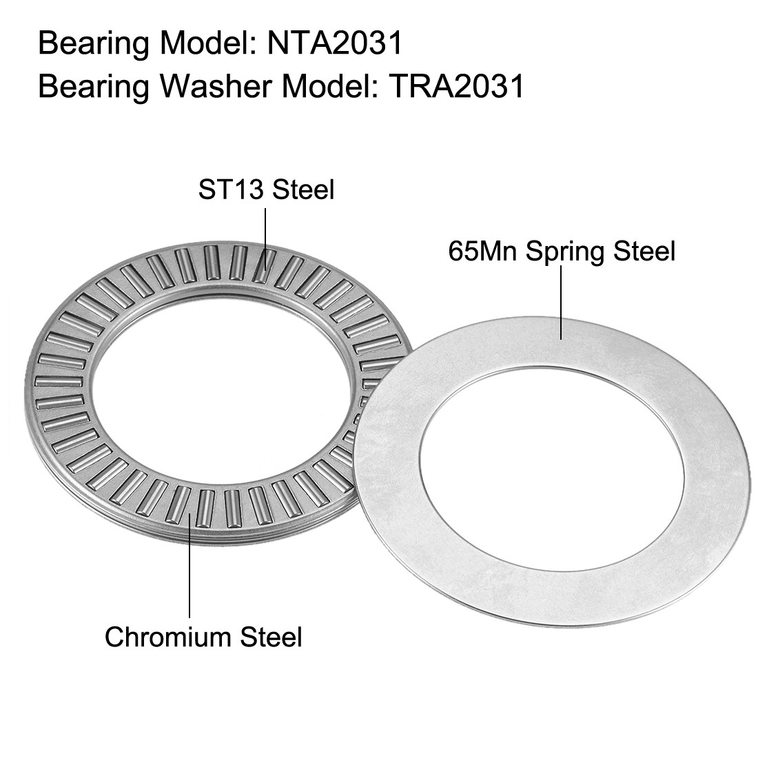 NTA2031 Thrust Needle Roller Bearings 1-1/4 x 1-15/16 x 5/64 Inch with Washer