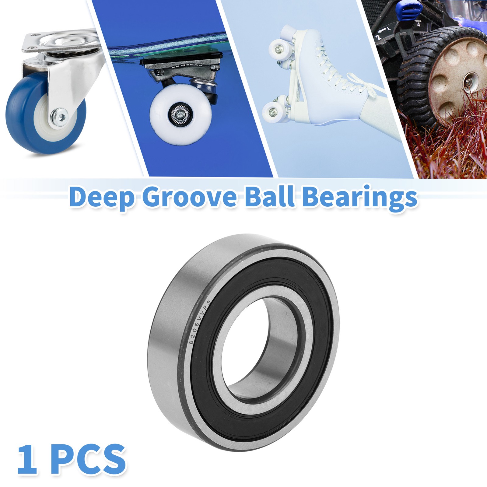 6206VV & Deep Groove Ball Bearings 30x62x16mm 1 Pc Scooter Skateboard Wheel