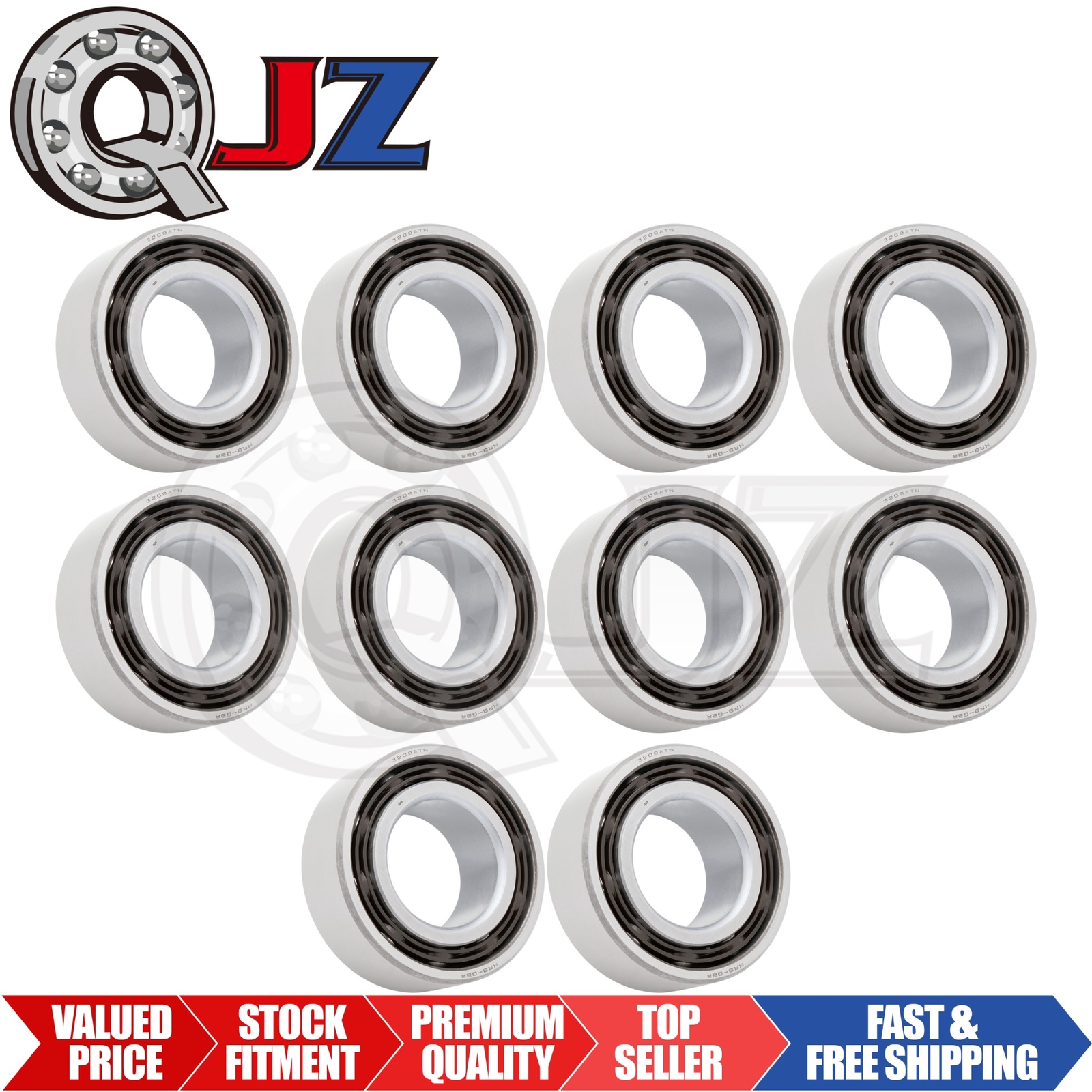 [Qty.10] 3209 New Angular Contact Ball Bearing [40mm Bore x 80mm OD x 30.2mm W]