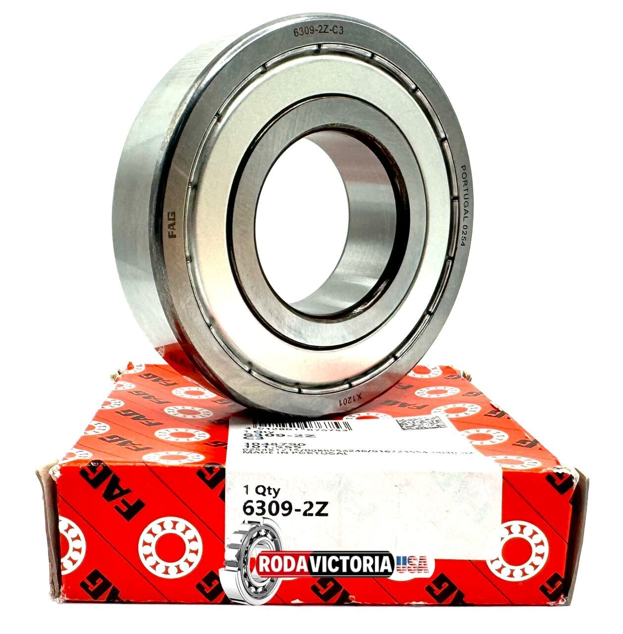 FAG 6309 ZZ DEEP GROOVE BALL BEARING, METAL SHIELDED 45x100x25 mm
