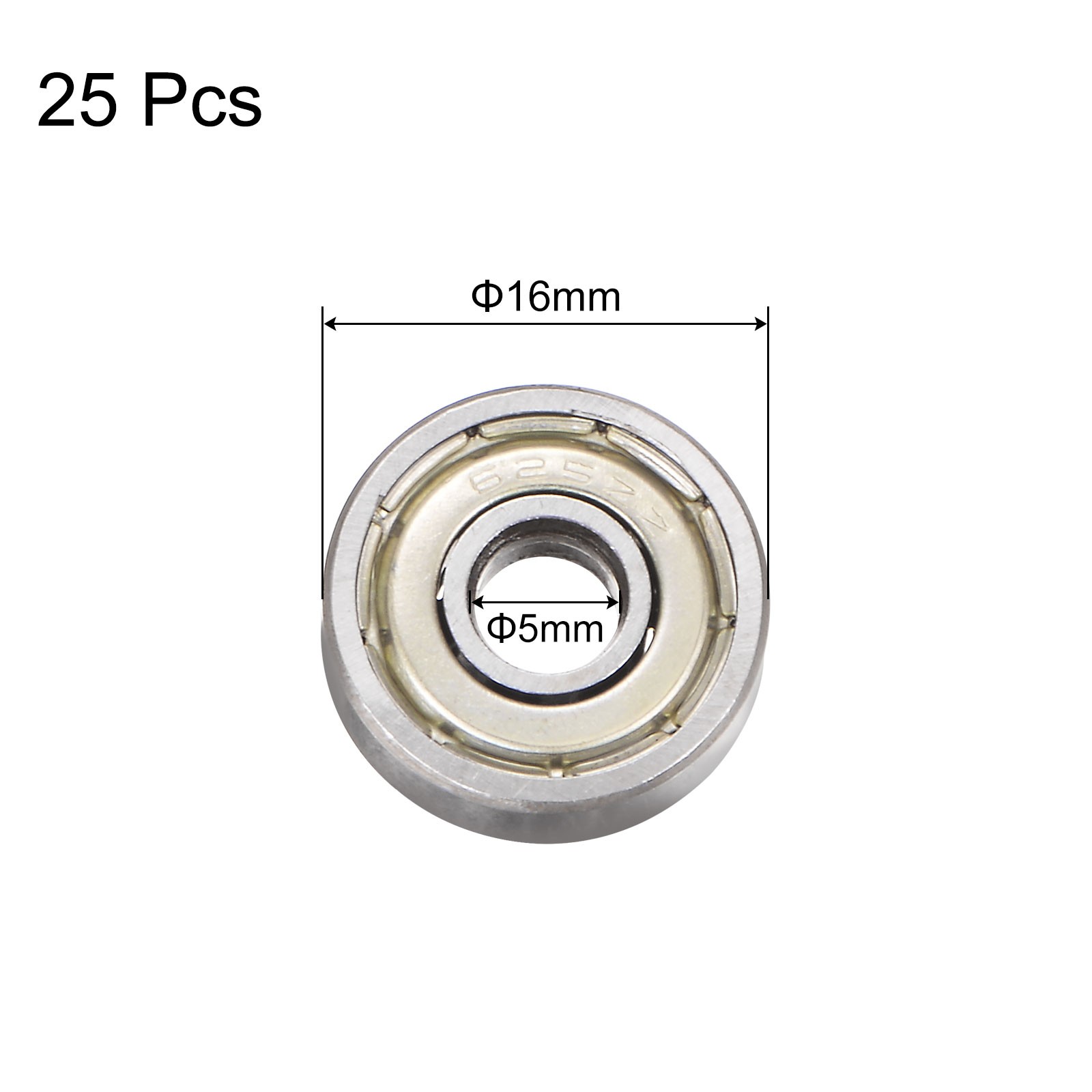 25sets 625ZZ Ball Bearings Carbon Steel Double Shielded ABEC3