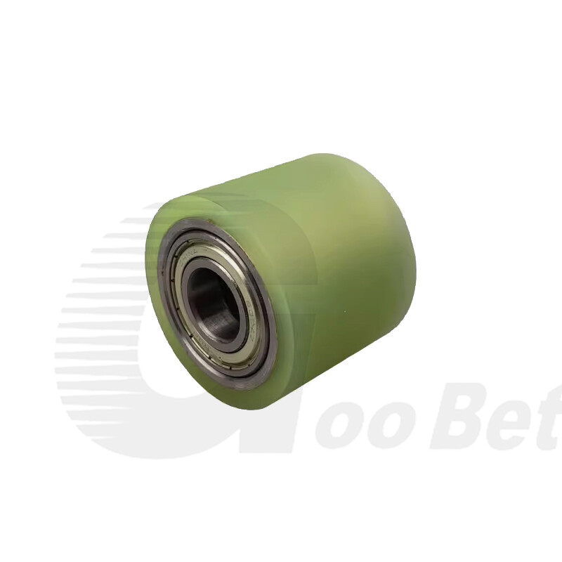 50mm Polyurethane Iron Core Roller Two Bearings PU Flat Belt Idler Guiding Wheel