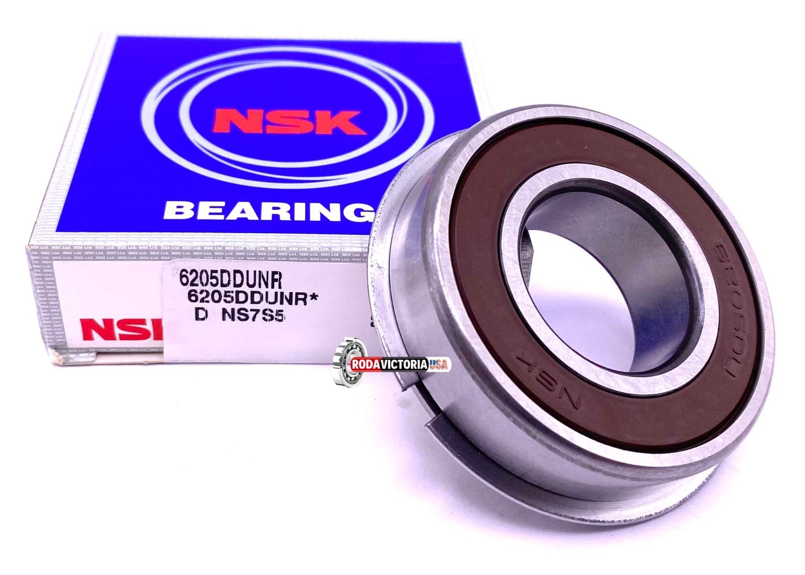 NSK 6205 DDU NR C3 Ball Bearing, Rubber Sealed + Snap Ring 25x52x15 mm