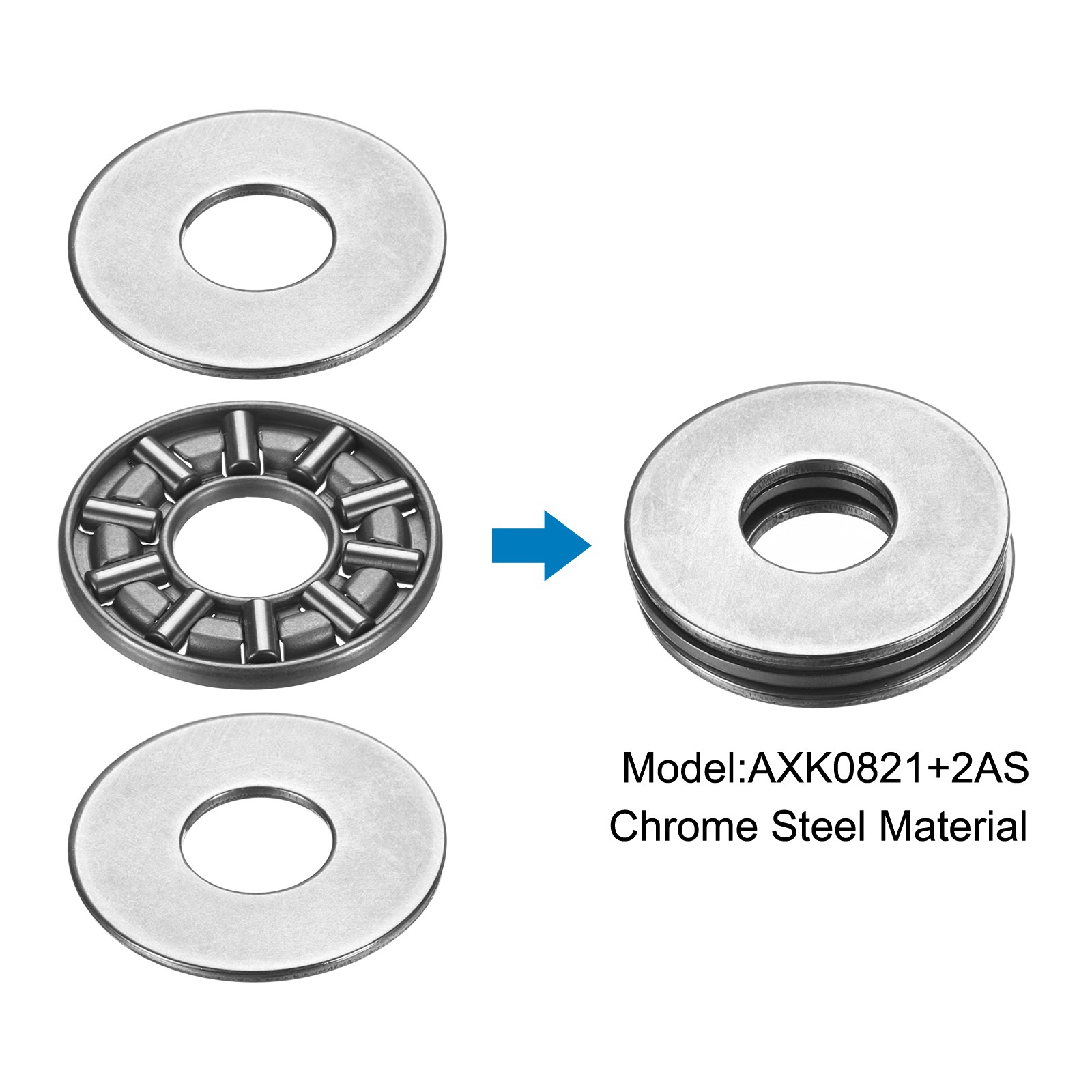 5 Sets AXK0821+2AS Thrust Needle Roller Bearings 8x21x4mm, P5 (ABEC 5)