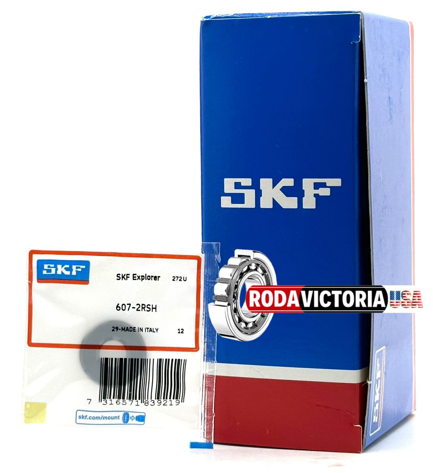 SKF 607 2RSH DEEP GROOVE BALL BEARING, RUBBER SEALED 7x19x6mm 607-2RS
