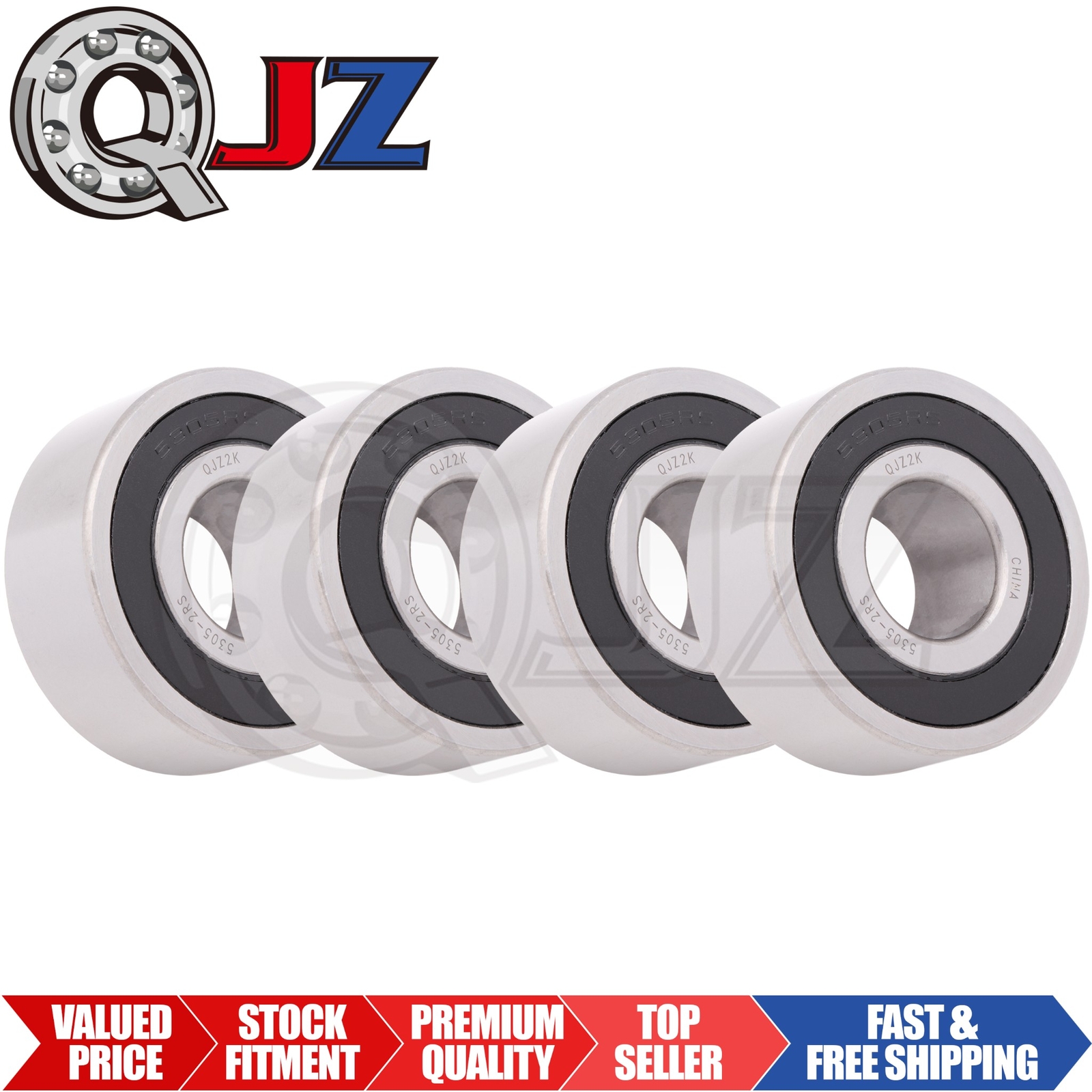[Qty.4] 5305-2RS Angular Contact Ball Bearing [25mm Bore x 62mm OD x 25.4mm W]