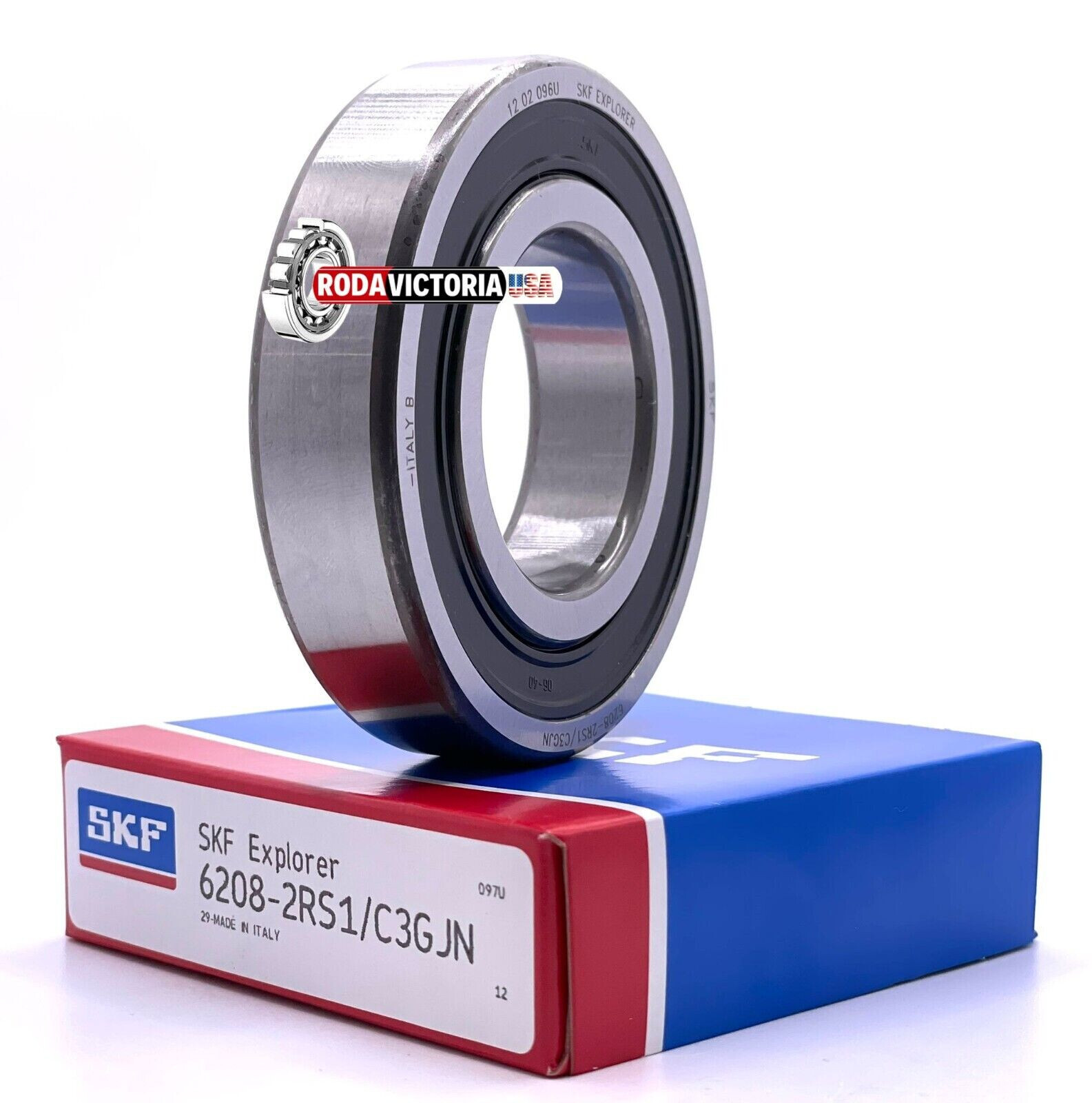 SKF 6208 2RS1 C3 GJN Deep Groove Ball Bearing, Rubber Sealed 40x80x18 mm