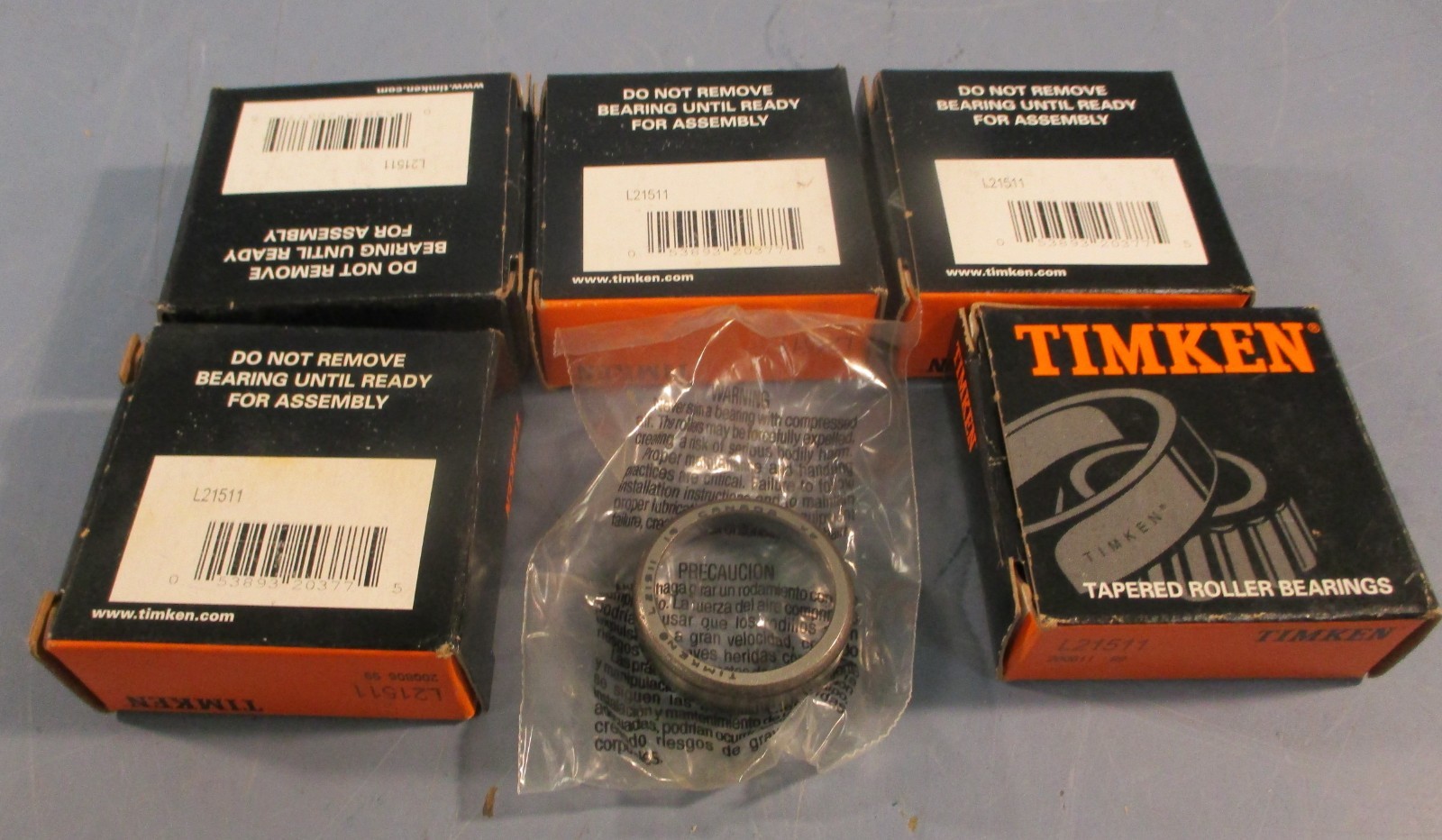Timken L21511 Roller Bearing Cup 1.3775″ OD 0.3430″ W 0.6250″ ID (Lot of 5)