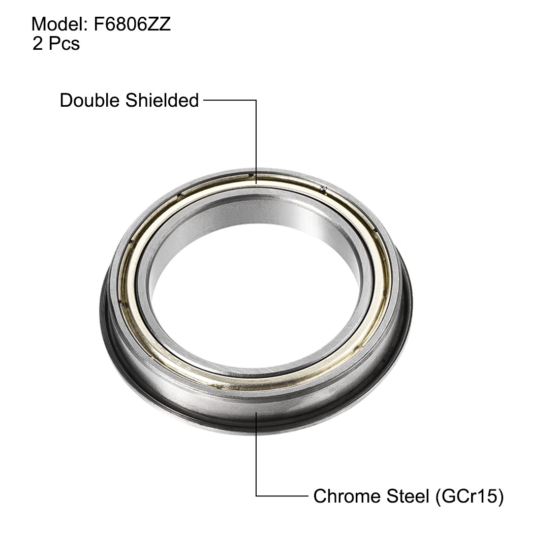 F6806ZZ Flange Ball Bearing 30x42x7mm Double Shielding Chrome Steel 2x