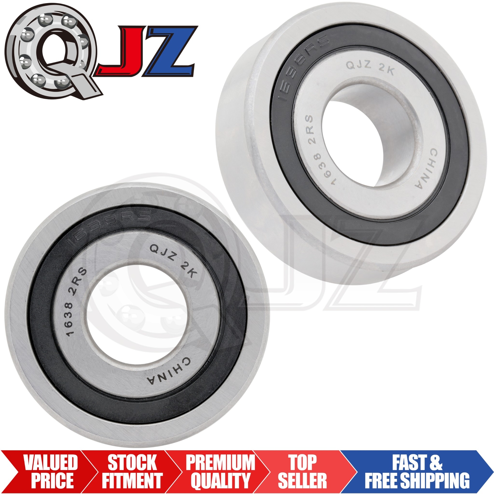 [Qty.2] New 1638-2RS Radial/Deep Groove Bearing [0.75″ ID x 2.0″ OD x 0.5625″ W]