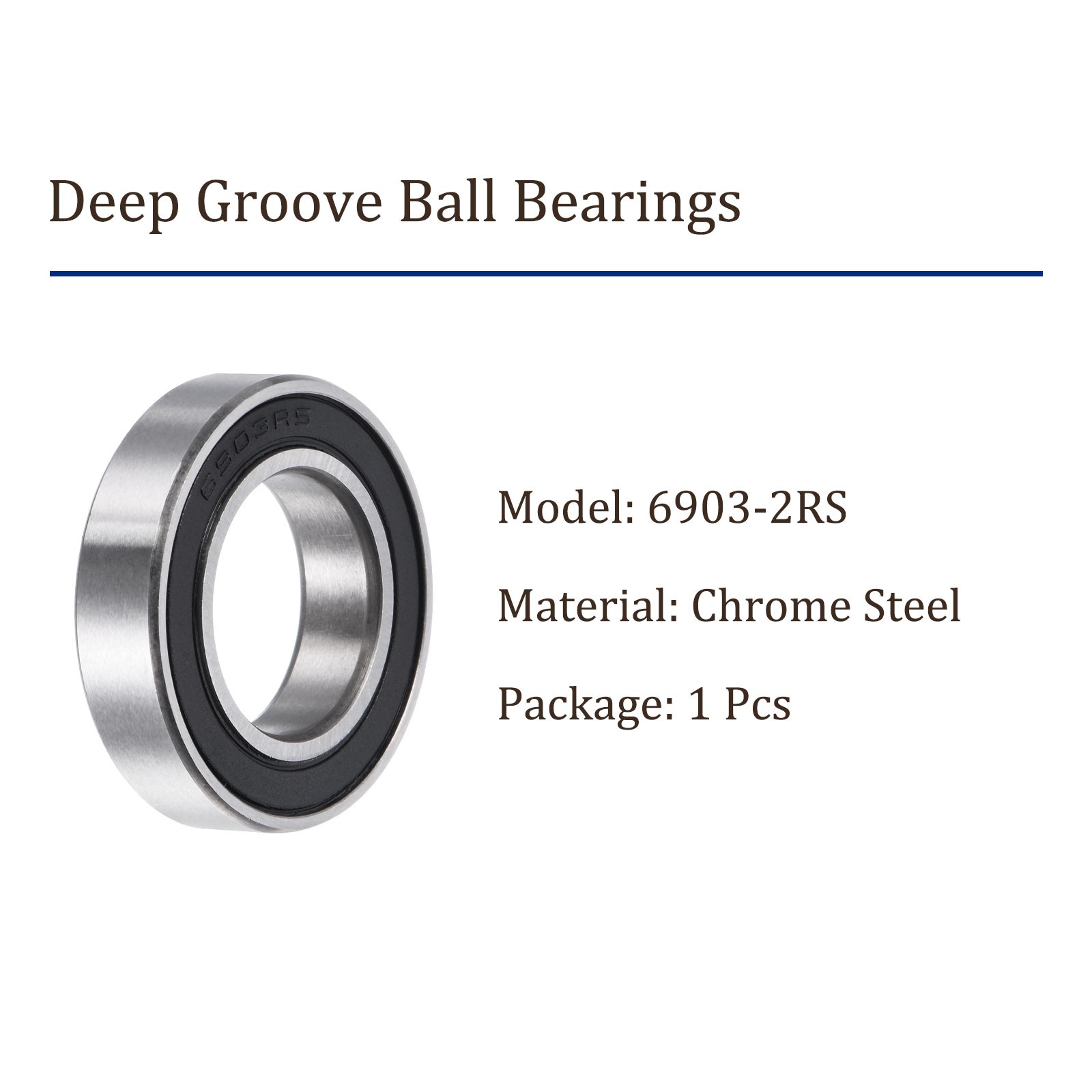 6903-2RS Chromium Steel Bearing Ceramic Balls- [17x30x7mm] Double Sealed Bearing