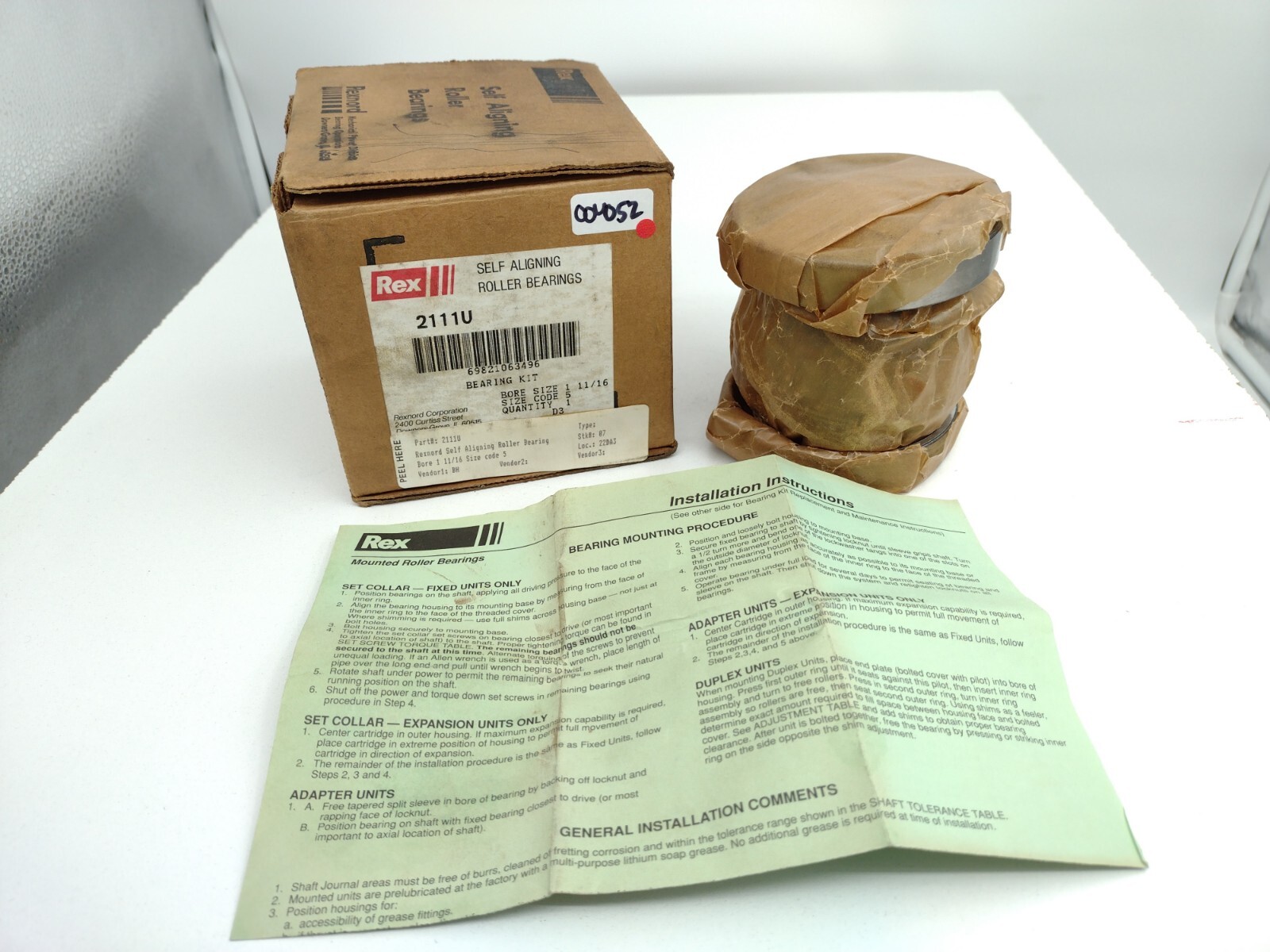 * Rexnord 2111U Spherical Roller Insert Bearing Rebuild Kit 1-11/16″ Bore