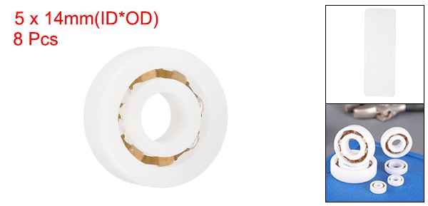 8 Pcs 5 x 14 x 5 mm 605 POM Plastic Bearings Deep-Groove Ball Bearings