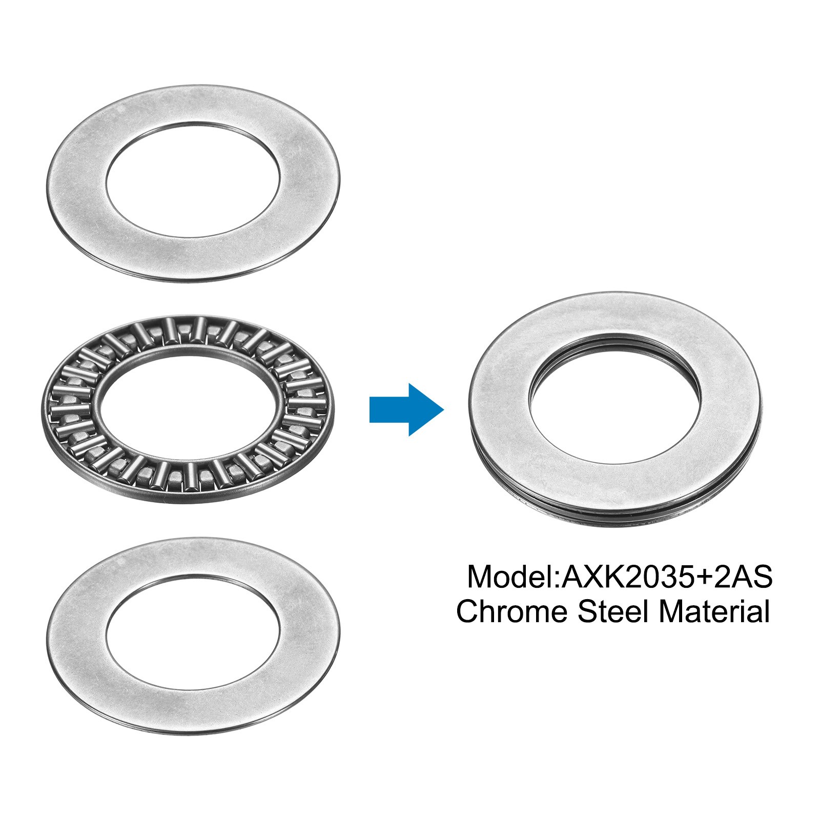 4 Sets AXK2035+2AS Thrust Needle Roller Bearings 20x35x4mm, P5 (ABEC 5)