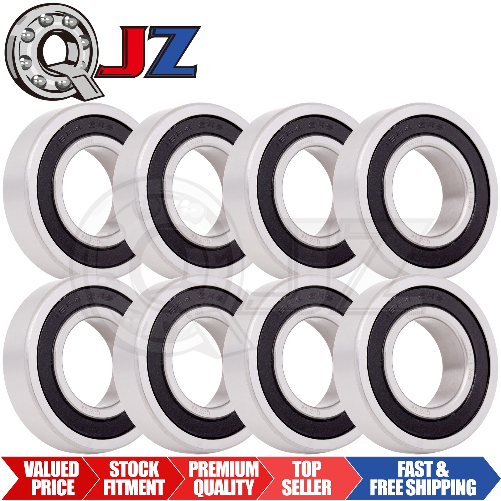 [Qty.8] 1654-2RS Deep Groove/Radial Ball Bearing [1.25“ ID x 2.5” OD x 0.625“ W]