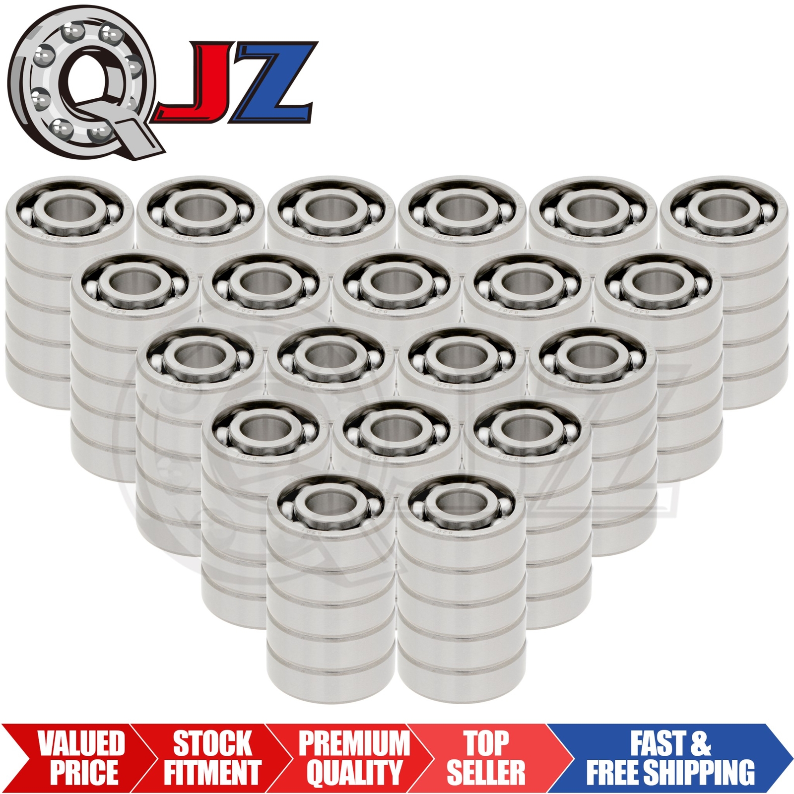[Qty.100] 6201-OPEN Radial/Deep Groove Ball Bearing [12mm ID x 32mm OD x 10mm W]