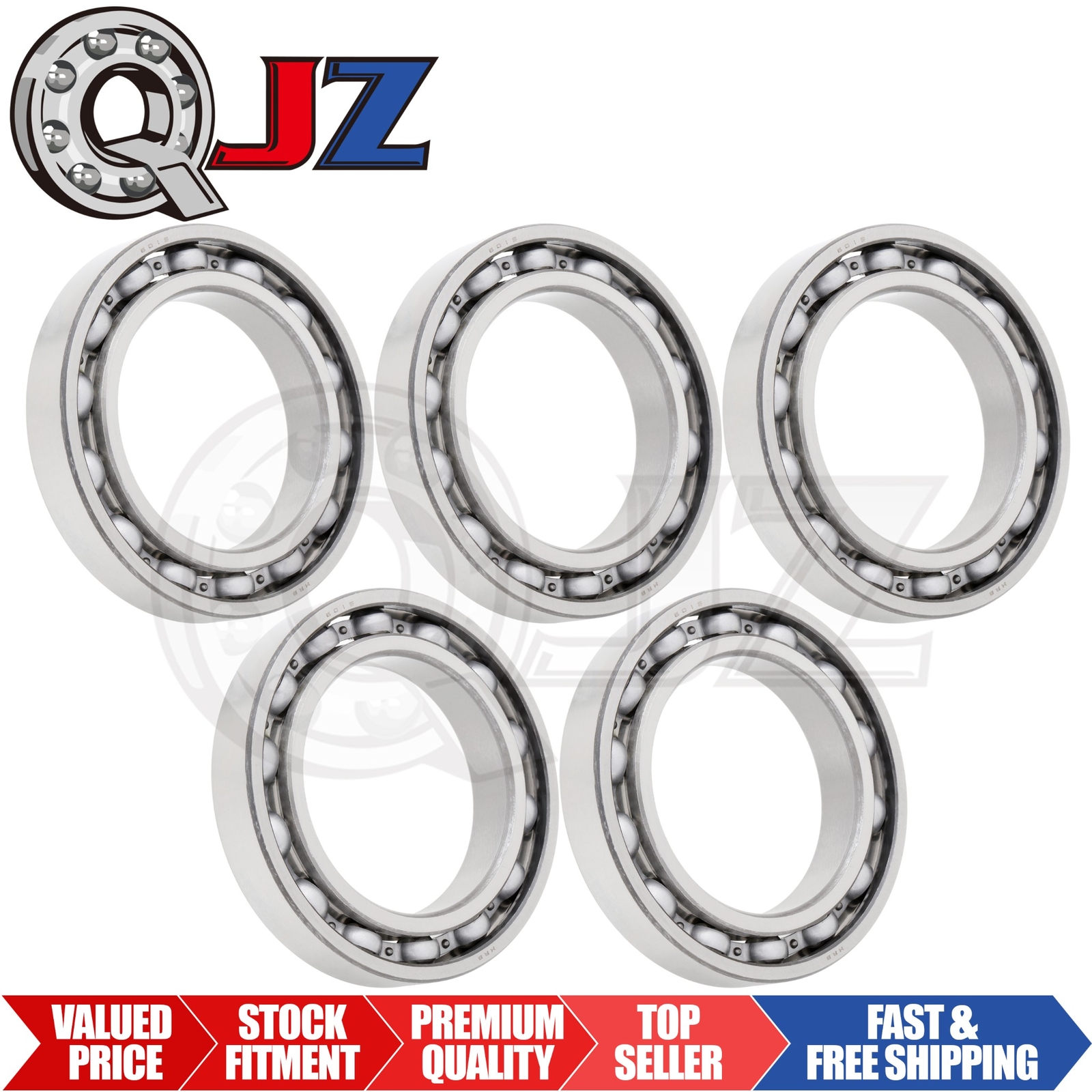 [Qty.5] 6015-OPEN Radial/Deep Groove Ball Bearing [75mm ID x 115mm OD x 20mm W]