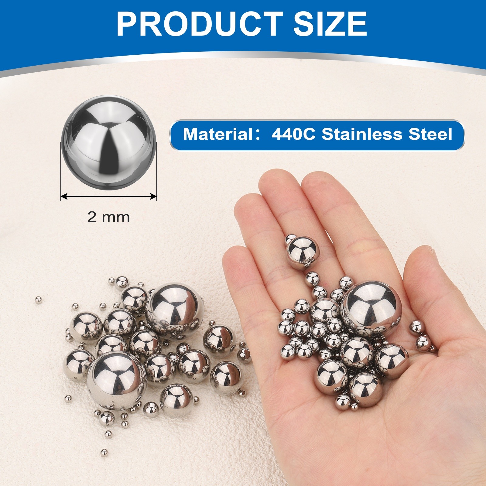 100 Pcs Mirror Polished 2mm Bearing Balls 440C Stainless Steel G10 Precision