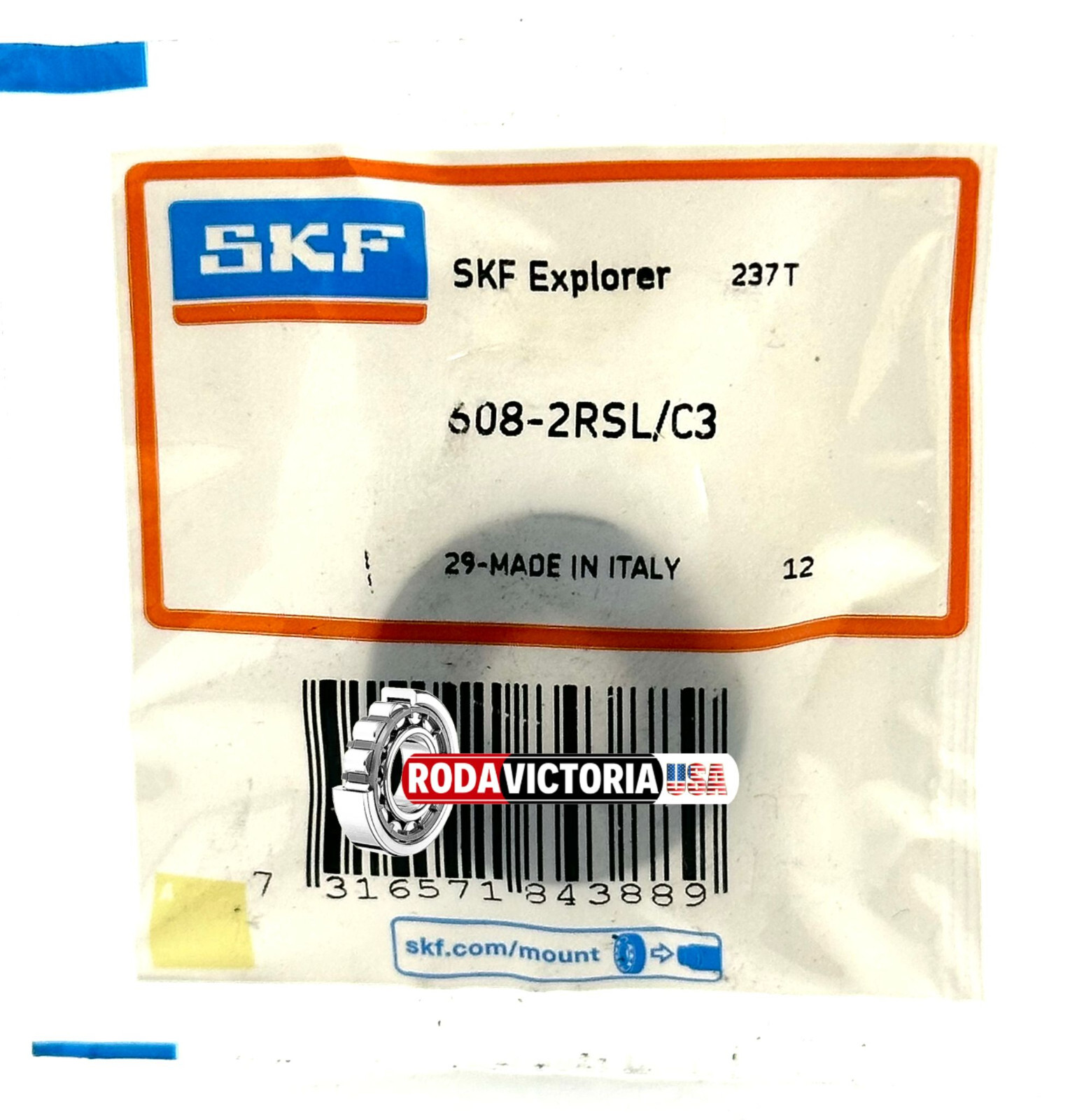 SKF 608 2RSL C3 DEEP GROOVE BALL BEARING, RUBBER SEALED 608 LLB 8x22x7 mm