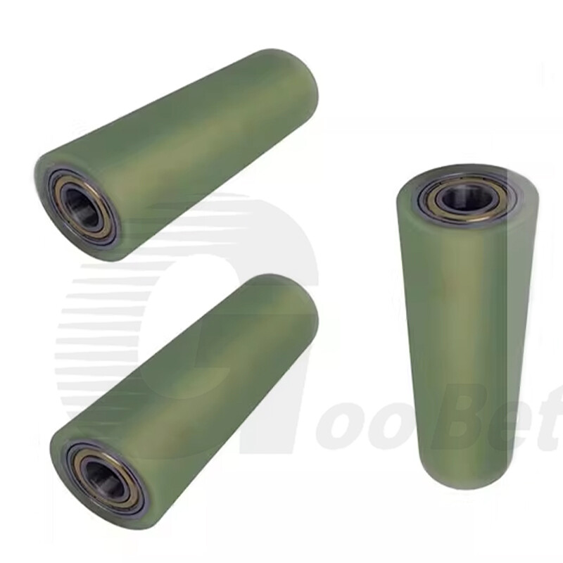 50mm Polyurethane Iron Core Roller Two Bearings PU Flat Belt Idler Guiding Wheel