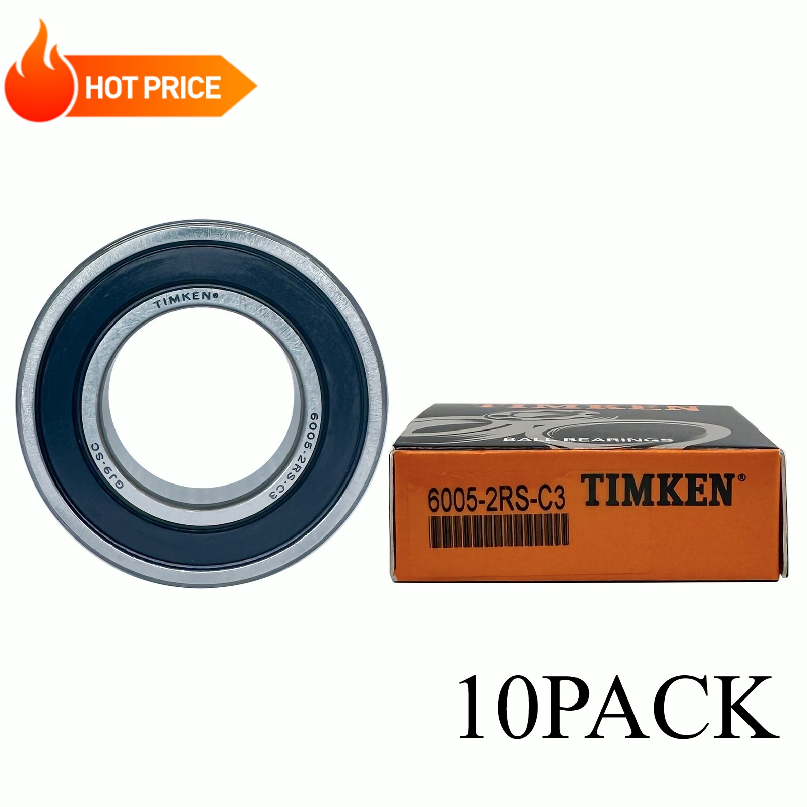 10PACK TIMKEN 6005-2RSC3 6005-2RS 25X47X12MM Double Rubber Seal Bearings 6005C3