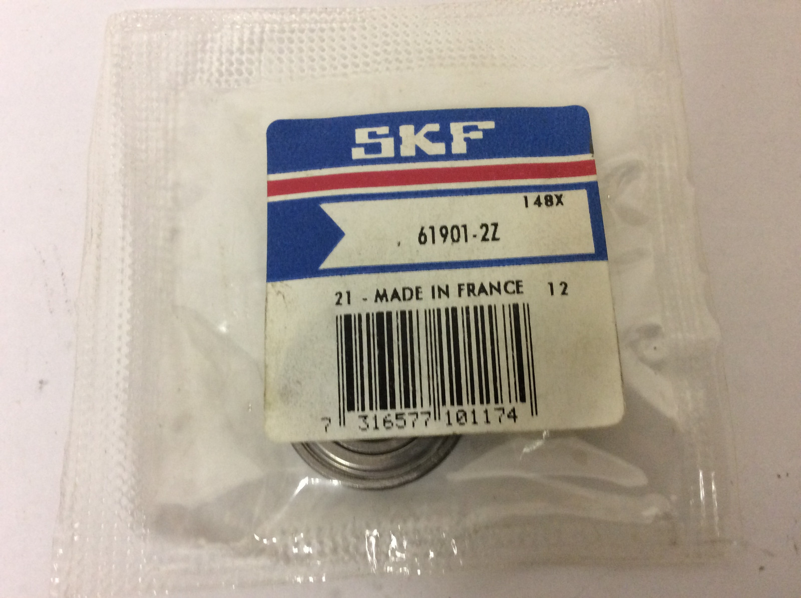 SKF 61901-2Z Deep Goove Bearing, Double Shielded, 12mm ID, 24mm OD, 6mm Wide