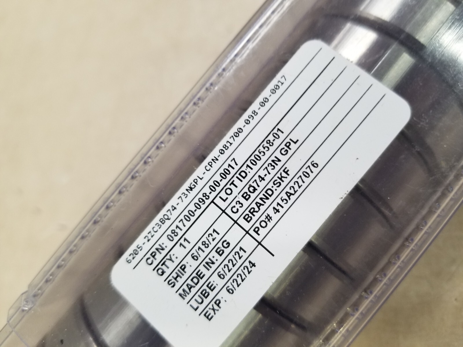 Lot of 11 – SKF 6205-2Z-C3-BQ74 Sealed Ball Bearings 25x52x15