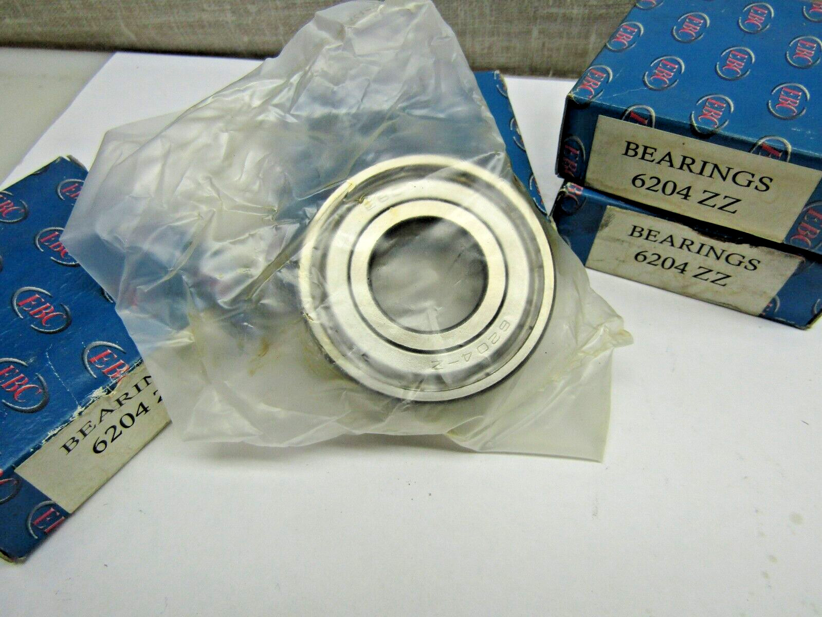 (Lot of 4) EBC 6204-ZZ 20mm x 47mm x 14mm Metal Shielded Bearing