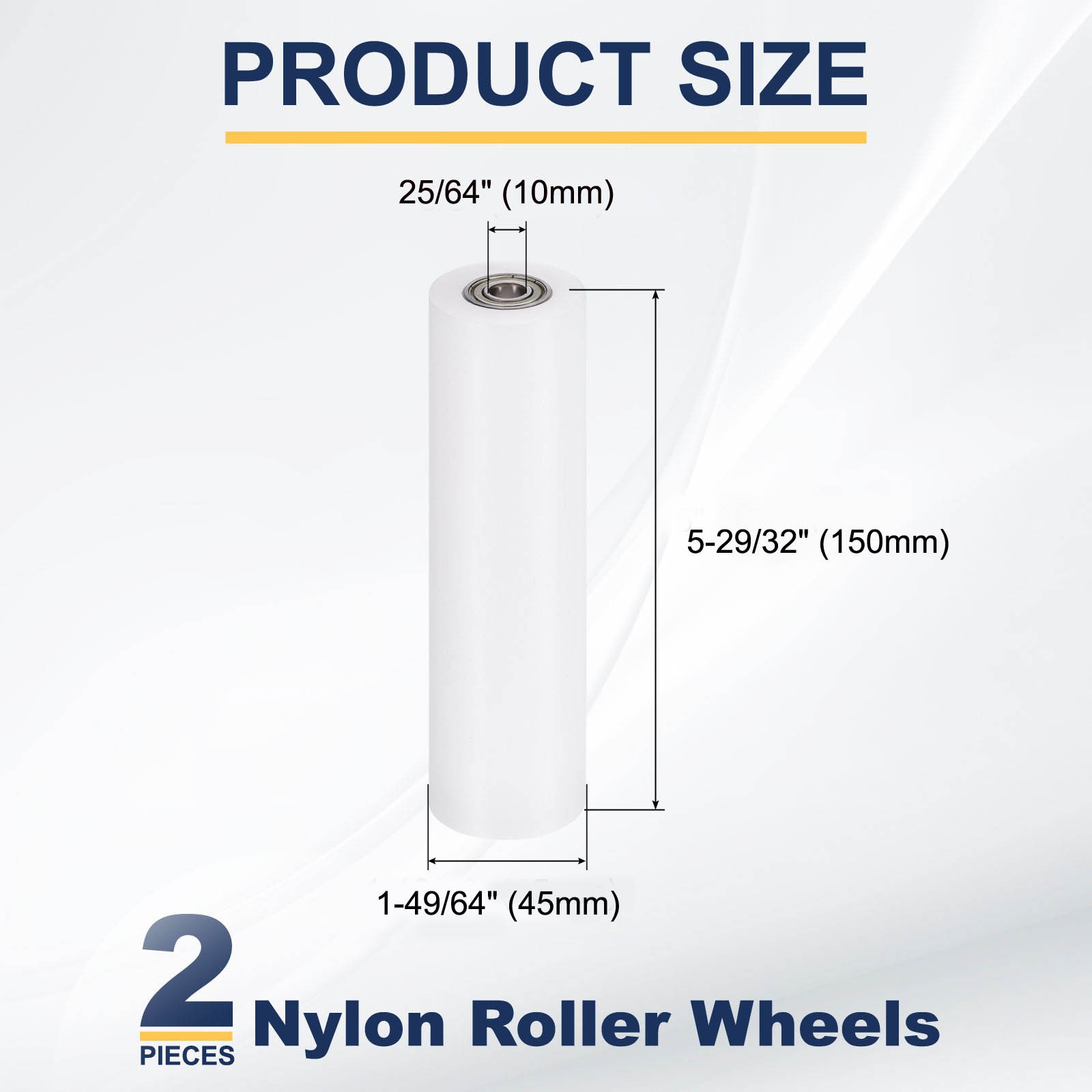 2Pcs Nylon Roller Wheel with Bearings, 25/64″x1-49/64″x5-29/32″ Nylon Pulley