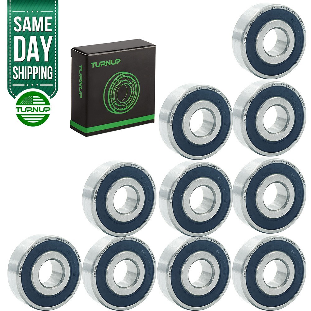10Pcs TURNUP 1621-2RSC3 Double Sealed Ball Bearing 1/2″x1-3/8″x7/16 Inch
