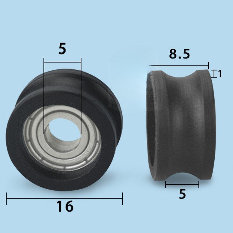 2pcs U Type Groove Pulley Nylon Roller Bearing 5x16x8.5mm U Groove Guide Wheel